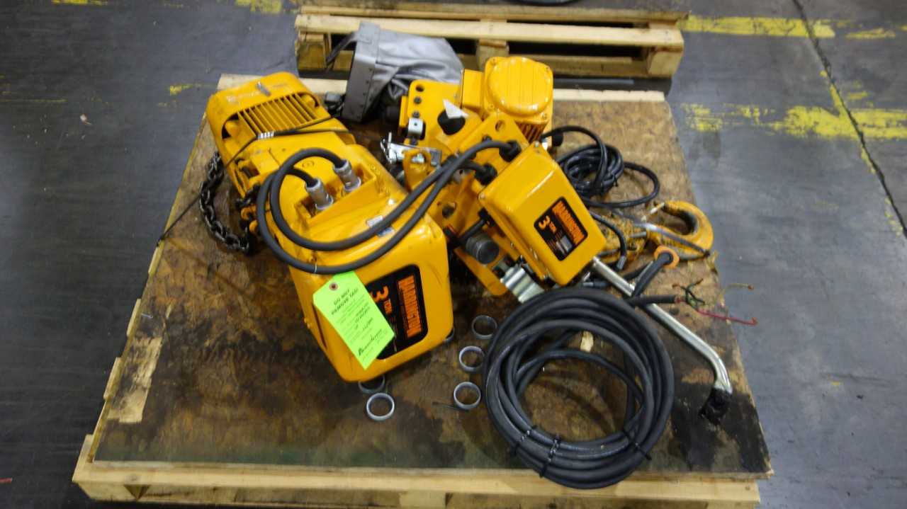 2 PALLETS OF HARRINGTON ER2A 3 TON ELECTRIC CHAIN HOIST WITH MOTORIZED TROLLEYS - LIFTING EQUIPMENT