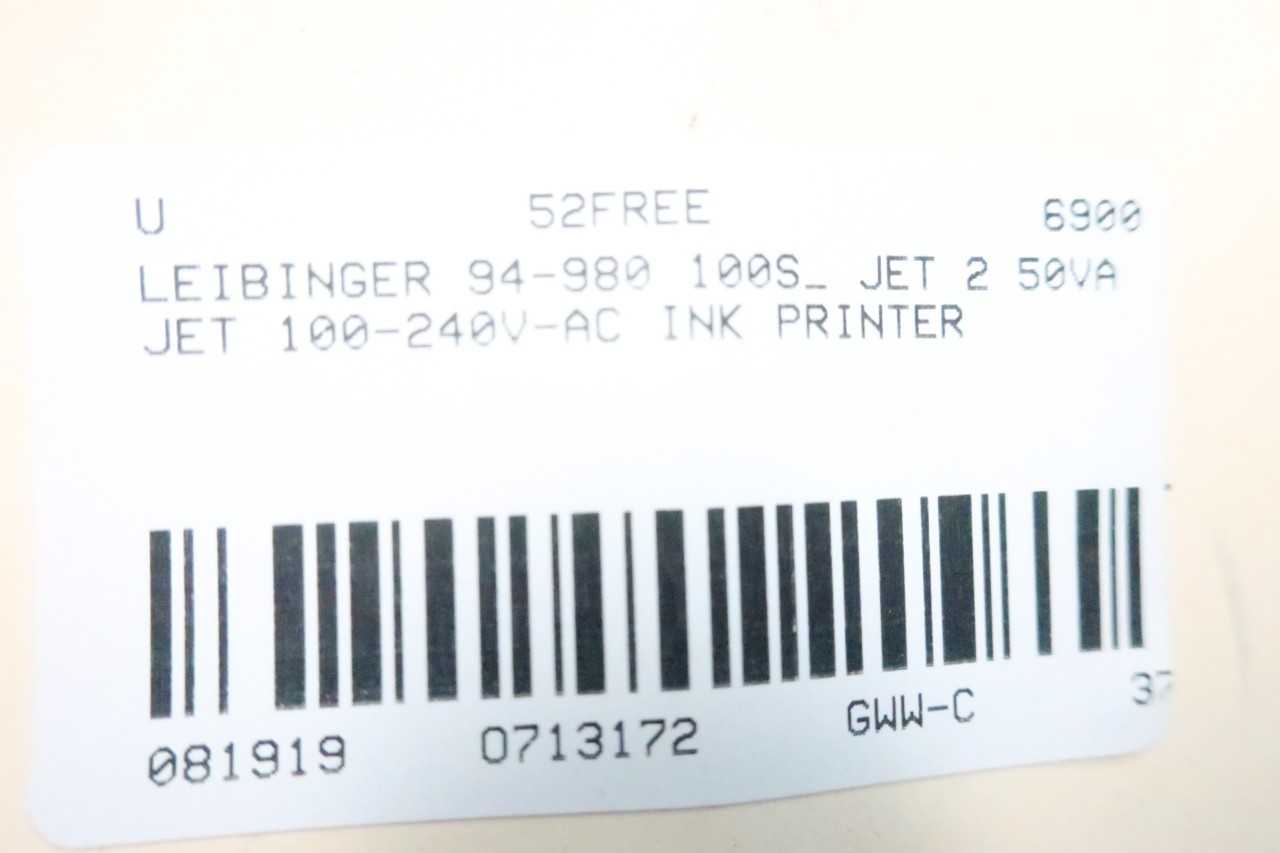LEIBINGER 94-980 100S_ JET 2 INK JET PRINTER - PACKAGING