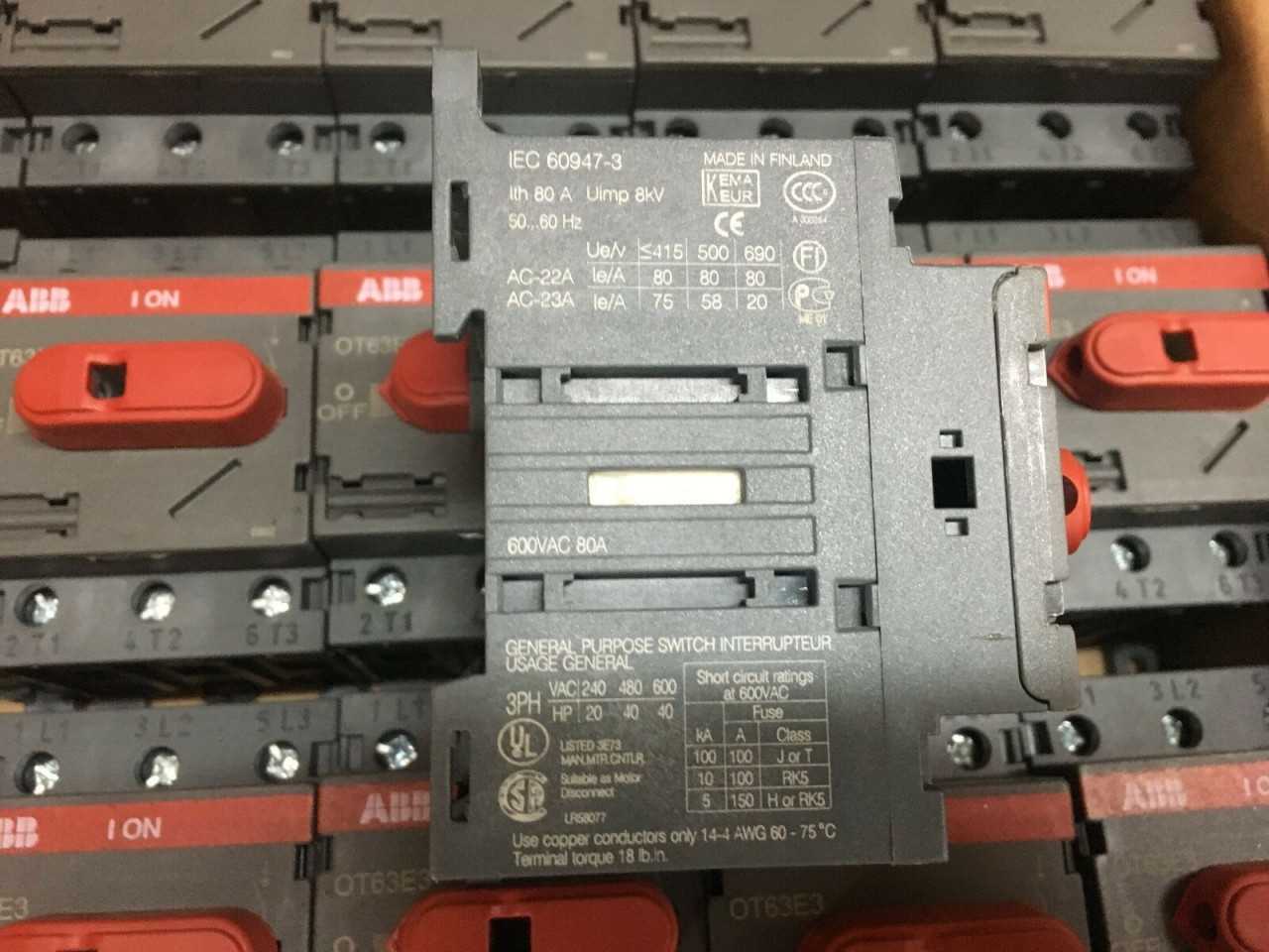 LOT OF 50 NEW ABB 1SCA022376R6410 80A Disconnector Disconnect Switch OT63E3 - DISCONNECT SWITCHES