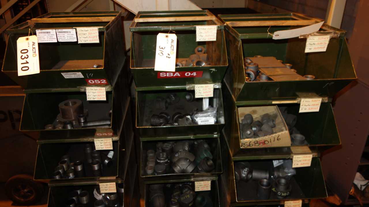 CONTENTS OF 3 SHELF COLUMNS, STEEL FITTINGS - PROCESS EQUIPMENT
