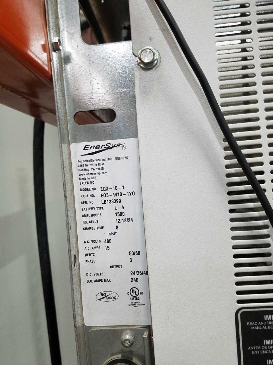 2012 Enersys EQ3-W10-1YO charger Joplin MO - ELECTRICAL COMPONENTS