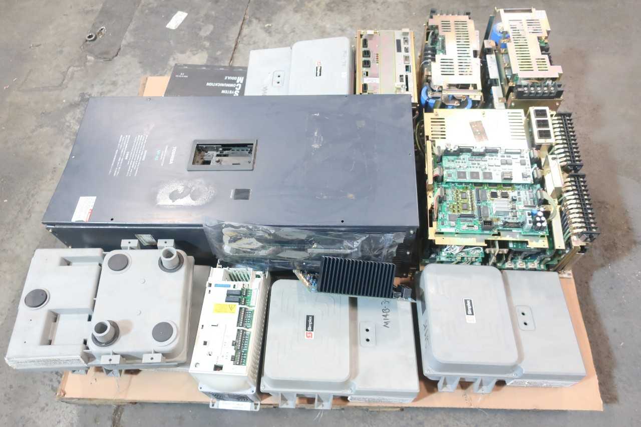 1 PALLET OF ALARM SENSORS, AC MOTOR DRIVE, SERVO CONTROLLER, MODULE, TRANSISTOR INVERTER, SAFESCAN LIGHT BAR- SIMPLEX, ABB, NIKON, YASKAWA, TOBISHA, SPECTER, DOLAN JENNER INDUSTRIES - AUTOMATION & CONTROLS