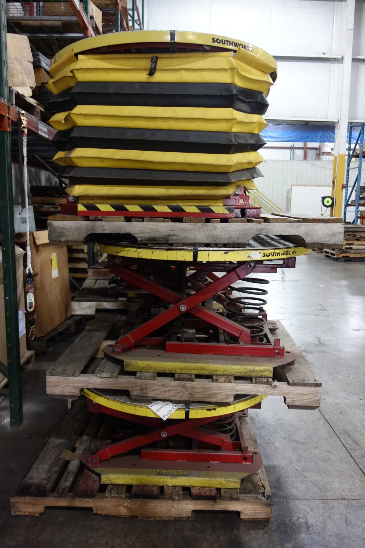 LOT OF 8 ASSORTED SOUTHWORTH PALLET POSTIONER TABLES - MATERIAL HANDLING