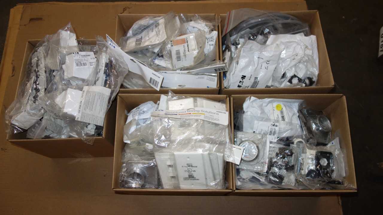 1 PALLET OF ASSORTED EATON ELECTRIC PARTS, INTERLOCKS - ELECTRIC MOTORS