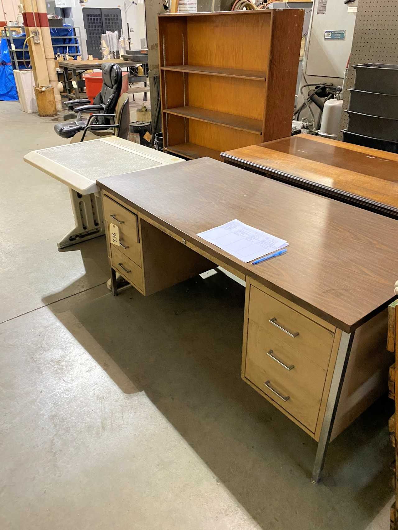 Lot) (2) Desks, Bookcase and Chairs - PLANT & FACILITY Lot) (2) Desks, Bookcase and Chairs - PLANT & FACILITY