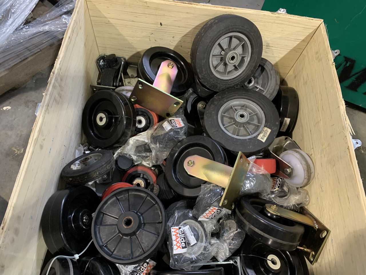 CRATE OF NEW CASTERS WHEELS VARIOUS SIZES - INDUSTRIAL PARTS