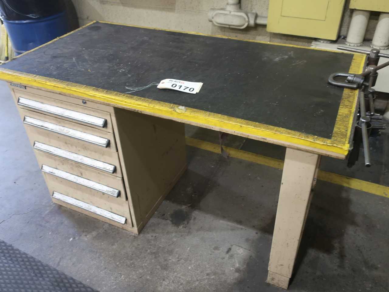 Lot of 3 steel work tables with 1x Wilton bench vise - PLANT & FACILITY