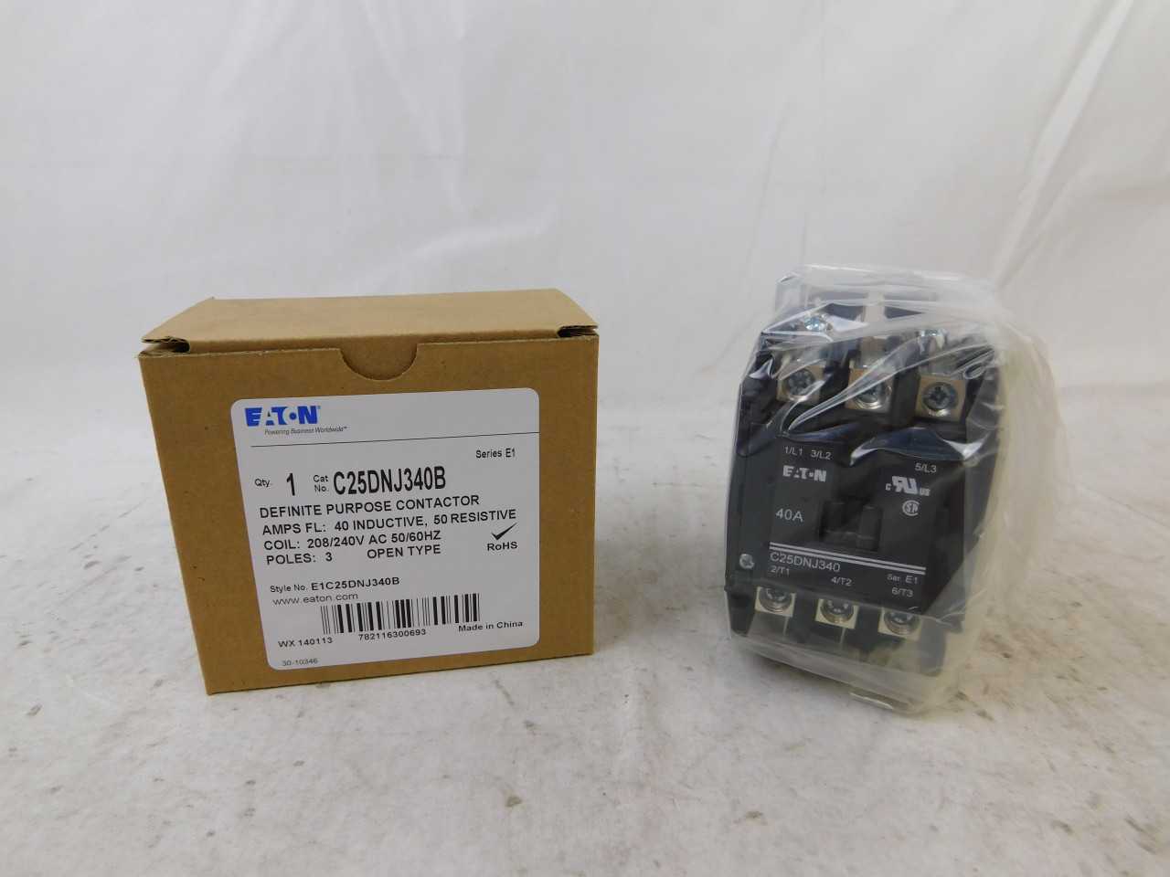 Quantity 50 of Eaton C25DNJ340B Definite Purpose Contactor 3P 240VAC - CONTACTORS
