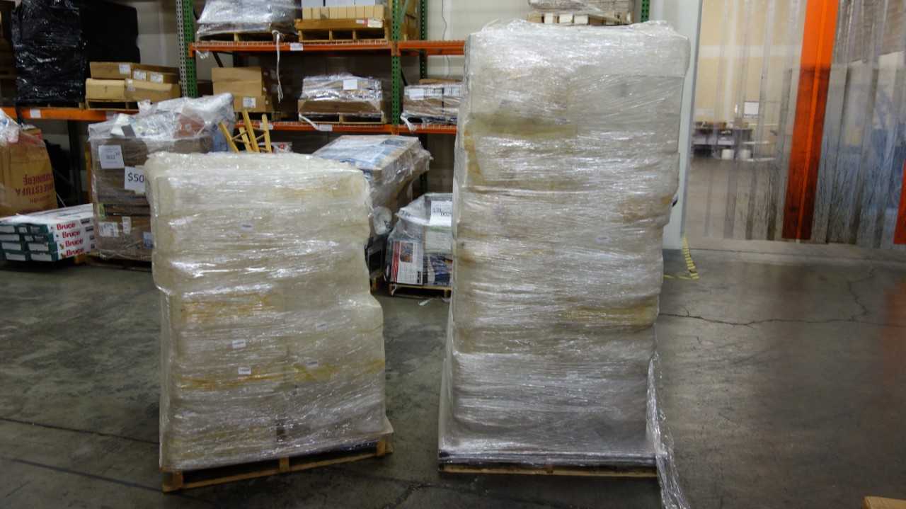2 PALLETS OF PLASTIC PPE DISPENSER TOTES 45X16X6IN - MATERIAL HANDLING