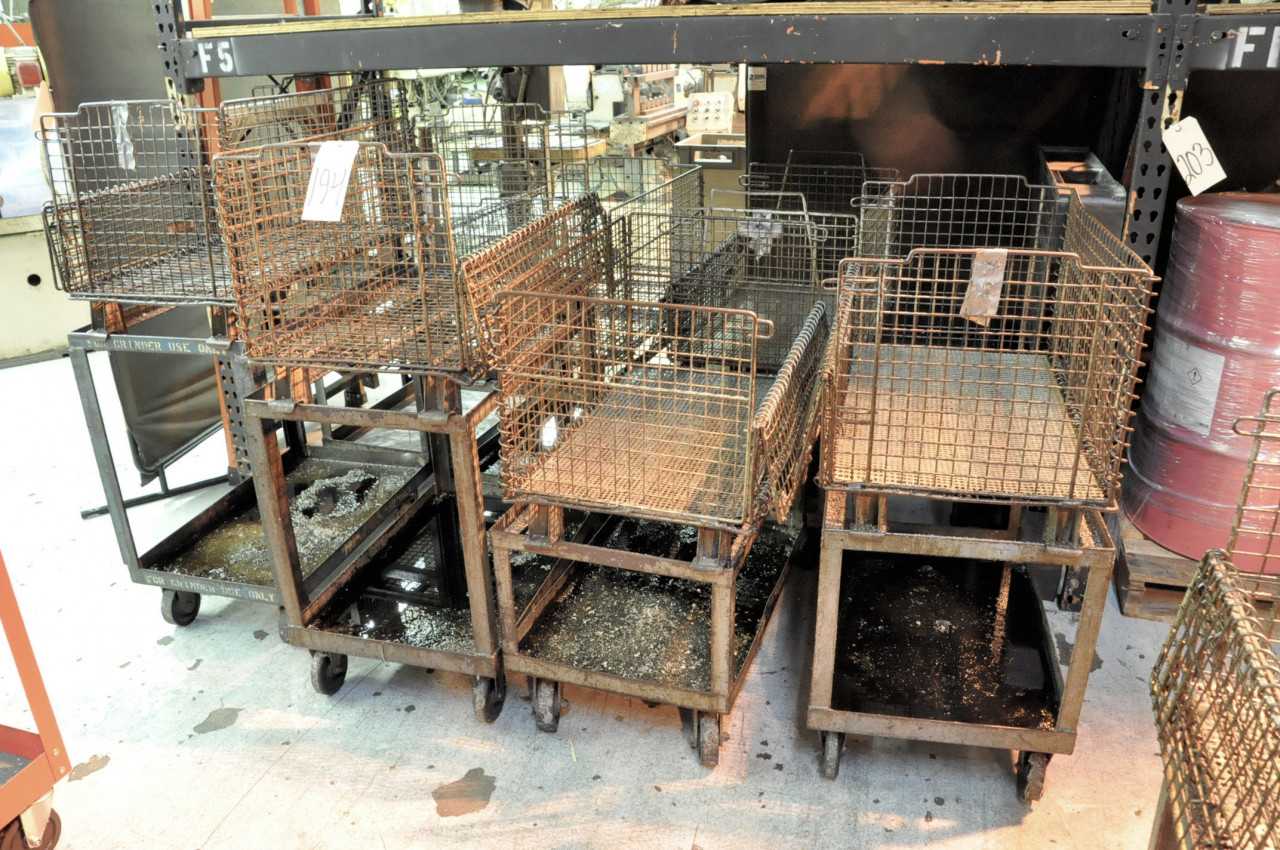 Lot-(7) Wire Baskets with Carts - ROLLING CARTS