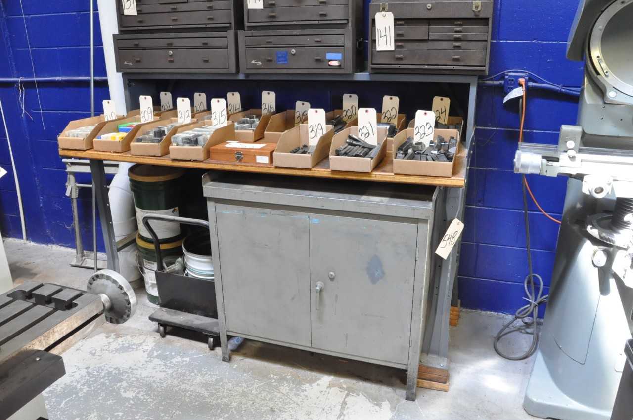 Lot-(2) 72" Wood Top Work Benches with 2-Door Short Shop Cabinets Underneath, (Contents Not Included), (Not to Be Removed Until Empty) - TOOL STORAGE