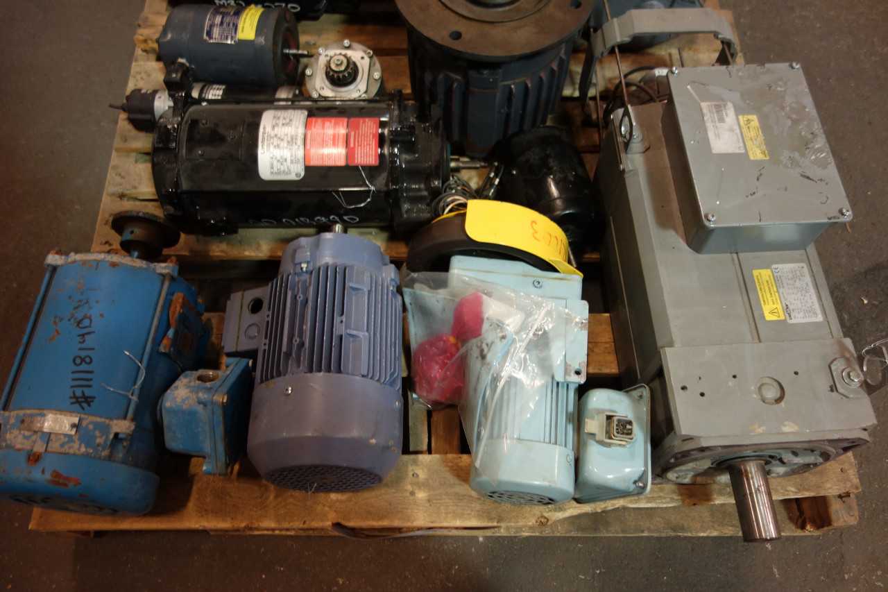 1 PALLET OF ASSORTED ELECTRICAL AC & DC MOTORS- RELIANCE, BALDOR, GENERAL ELECTRIC - ELECTRIC MOTORS