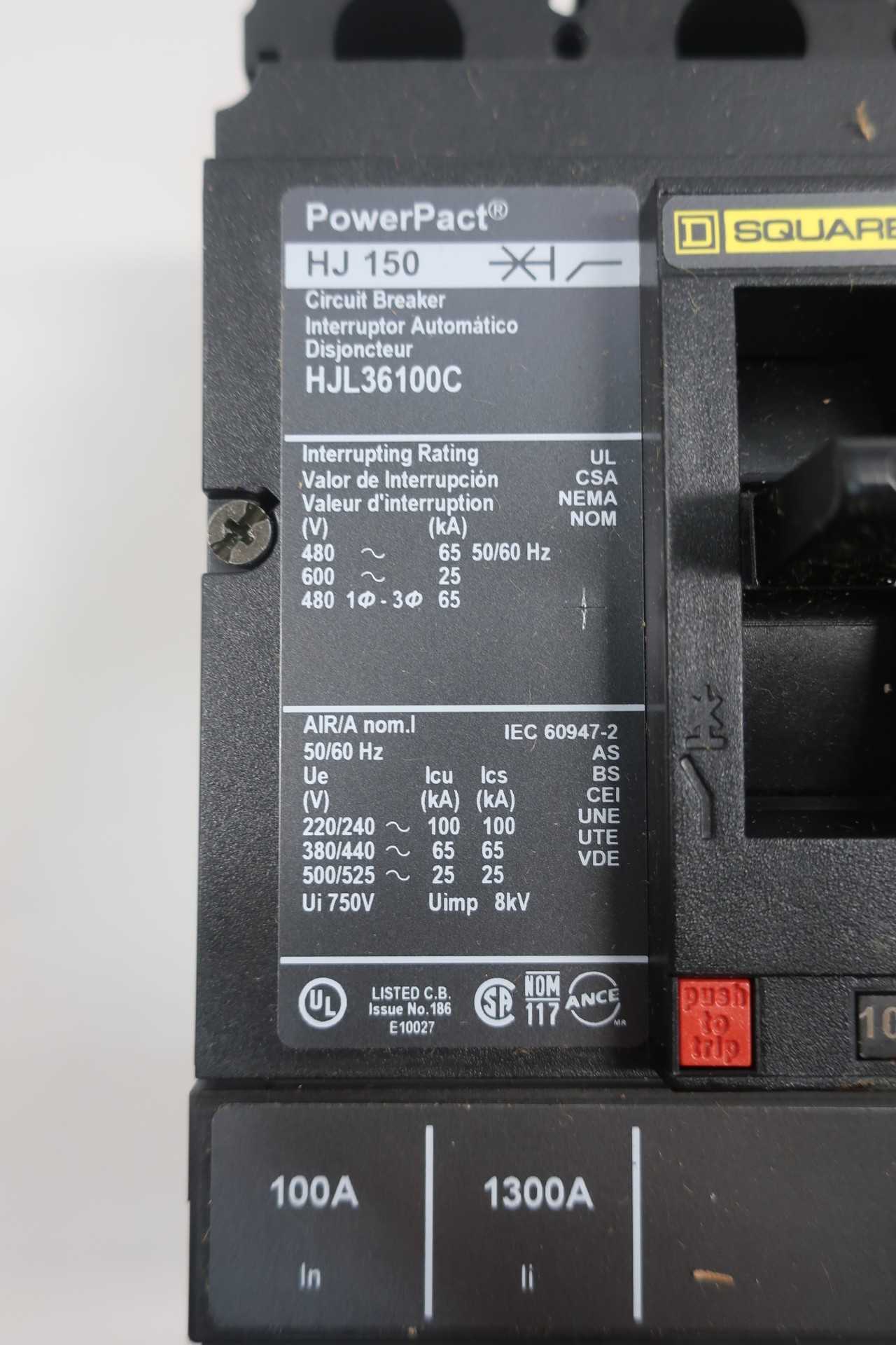 SQUARE D HJL36100C MOLDED CASE CIRCUIT BREAKER 3P 100A AMP 600V-AC - CIRCUIT BREAKERS