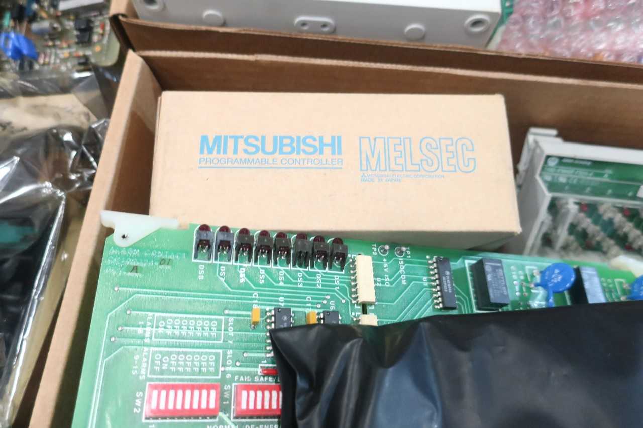 3 PALLETS OF ASSORTED ELECTRICAL CIRCUIT BOARDS, RELAYS- MITSUBISHI, ALLEN BRADLEY, BAILEY - ELECTRICAL PARTS