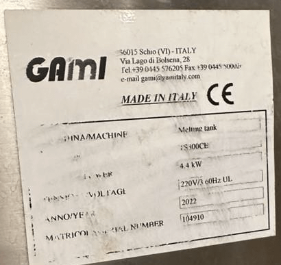 2022 GAMI TS300CE Dark Chocolate Enrober Tank - PROCESS EQUIPMENT