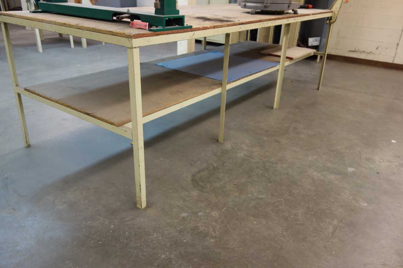 Work Table with Wooden Surface 4' x 10' x 3' and Marsh R1" Stencil, 2 Lockformer Easy Edger - MATERIAL HANDLING