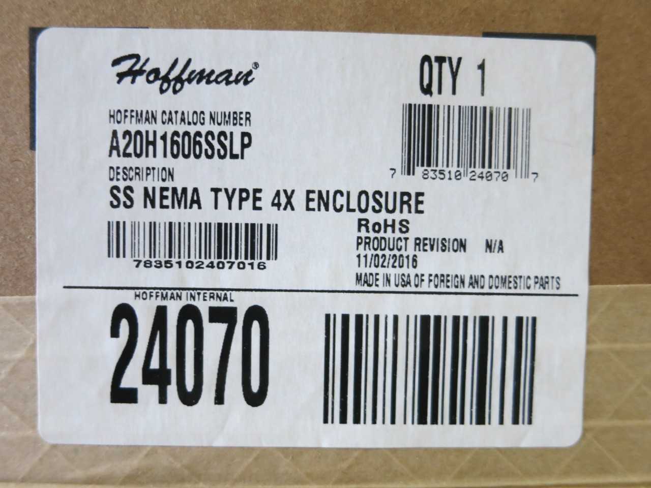 LOT OF 4 HOFFMAN A20H1606SSLP STAINLESS NEMA TYPE 4X ENCLOSURE 20X16X6 - INDUSTRIAL PARTS