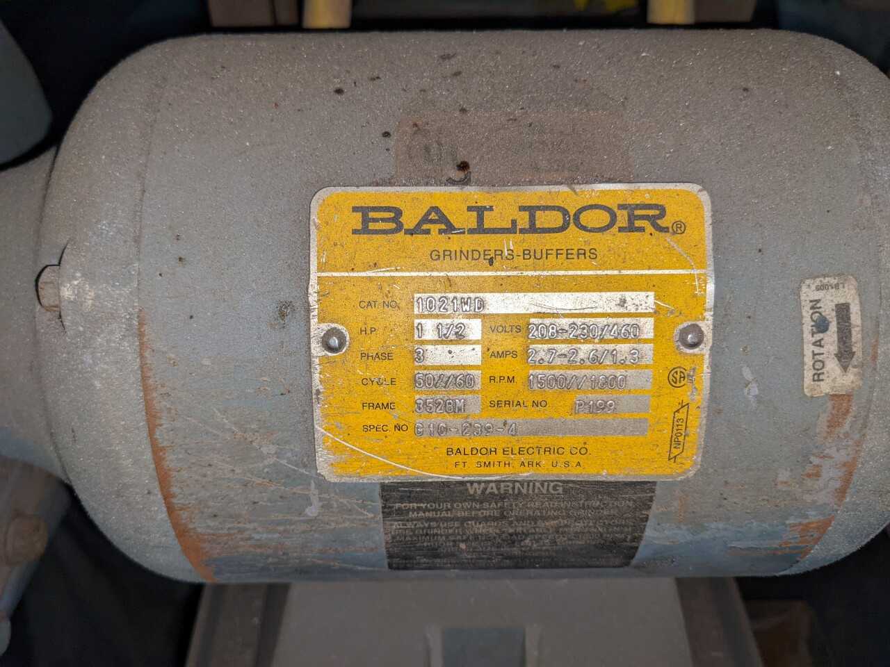BALDOR 1021WD 10" x 3/4-HP PEDESTAL TYPE DOUBLE END GRINDER - GRINDING MACHINES
