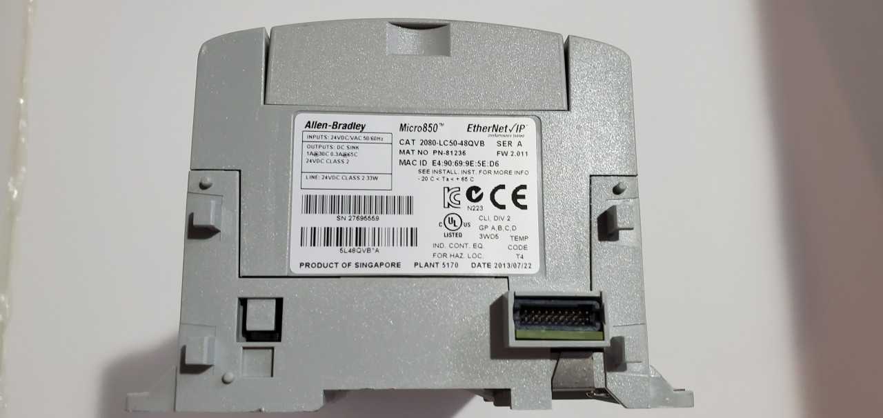 Allen Bradley Micro 850 2080-LC50-48QVB PLC - AUTOMATION & CONTROLS
