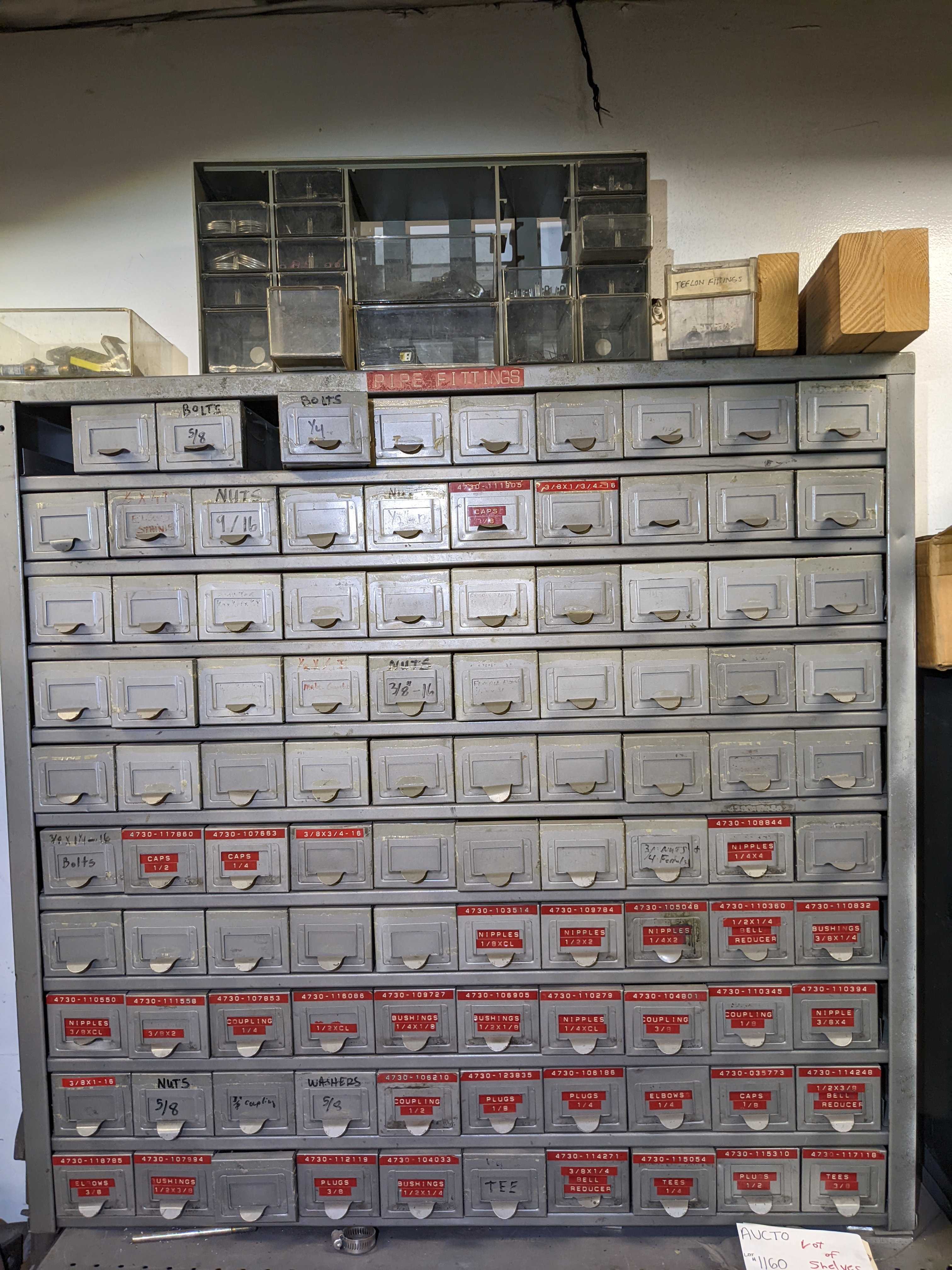 LOT OF ASSORTED HARDWARE DRAWERS - INDUSTRIAL PARTS
