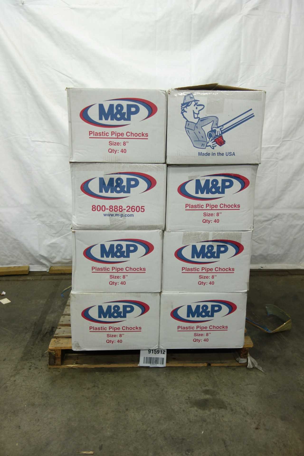PALLET OF M&P 8 IN PLASTIC PIPE CHOCKS - ELECTRIC POWER TOOLS
