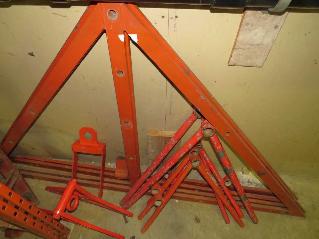 LOT OF ASSORTED FRAMES, BRACKETS & ACCESSORIES FOR CABLE ROLLER SHEAVES - TRAILER MOUNTED EQUIPMENT