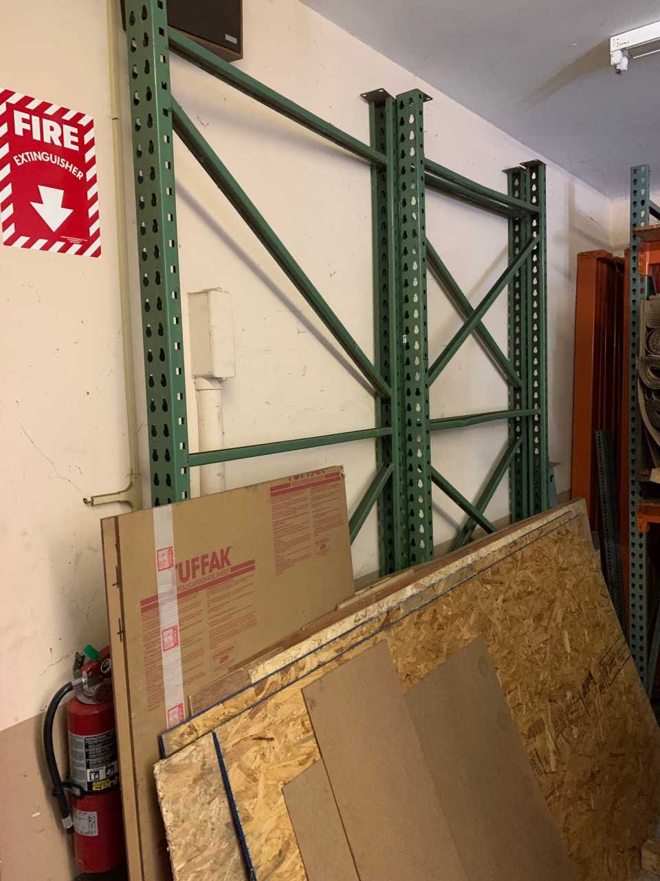 2 SECTIONS OF STEEL TEARDROP RACKING WITH 2 SPARE VERTICAL SECTIONS - PALLET RACKING