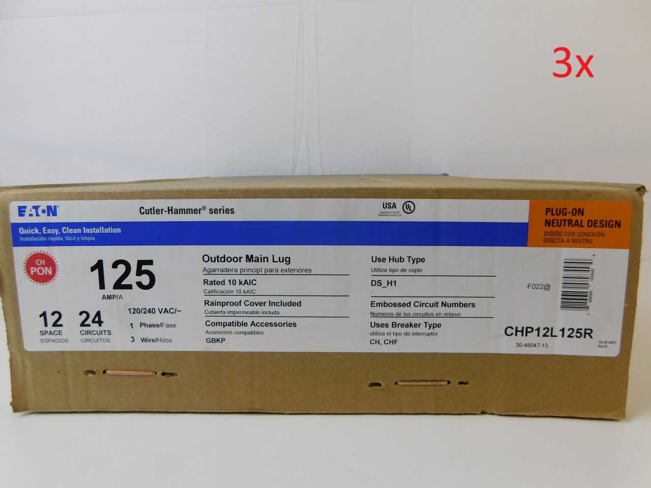 Lot of Quantity 3x CHP12L125R Electrical Loadcenters - ELECTRICAL COMPONENTS