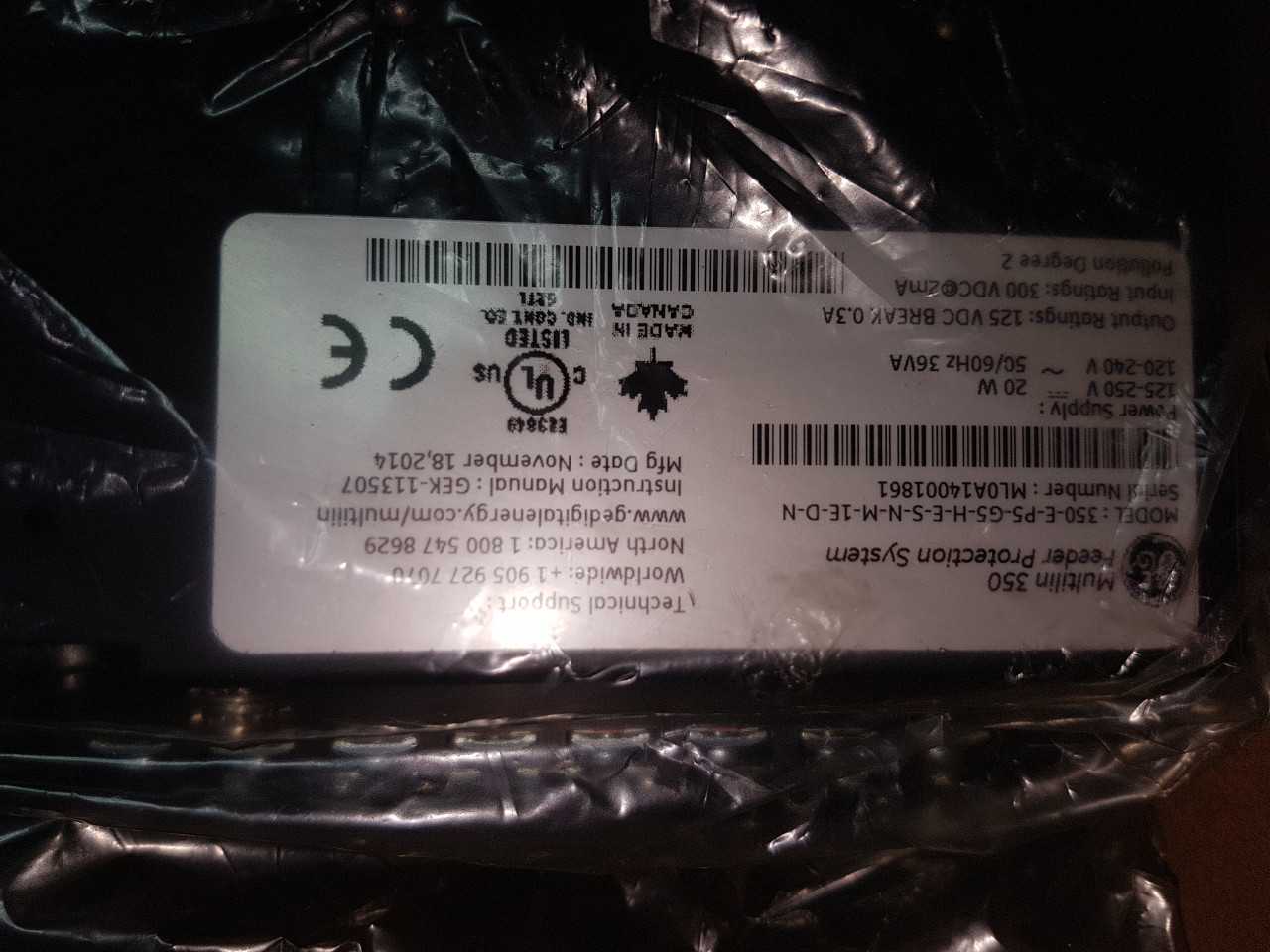 GE Multilin F350 PROTECTION FEEDER SYS QTY 1 - ELECTRICAL COMPONENTS