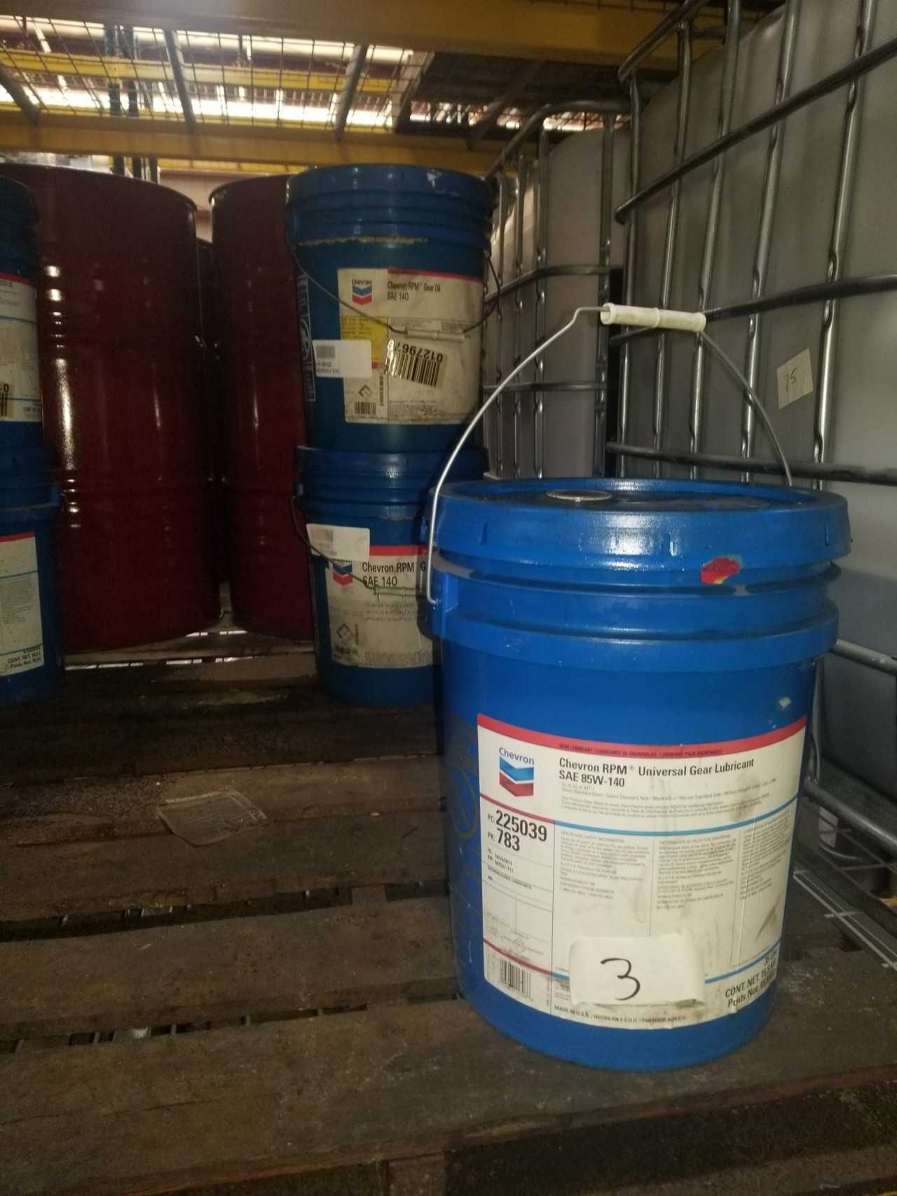 Lot of 3 Pails - CHEVRON RPM GEAR OIL 85w140 35LB (15 ga total / 105 LBS) - MISCELLANEOUS