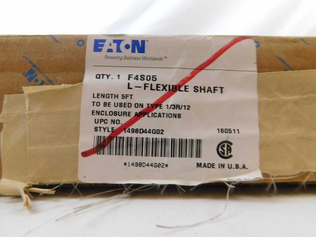 Quantity of 1 New Surplus Eaton F4S05 Flexible Shaft Handle Mechanism - ELECTRICAL COMPONENTS Quantity of 1 New Surplus Eaton F4S05 Flexible Shaft Handle Mechanism - ELECTRICAL COMPONENTS