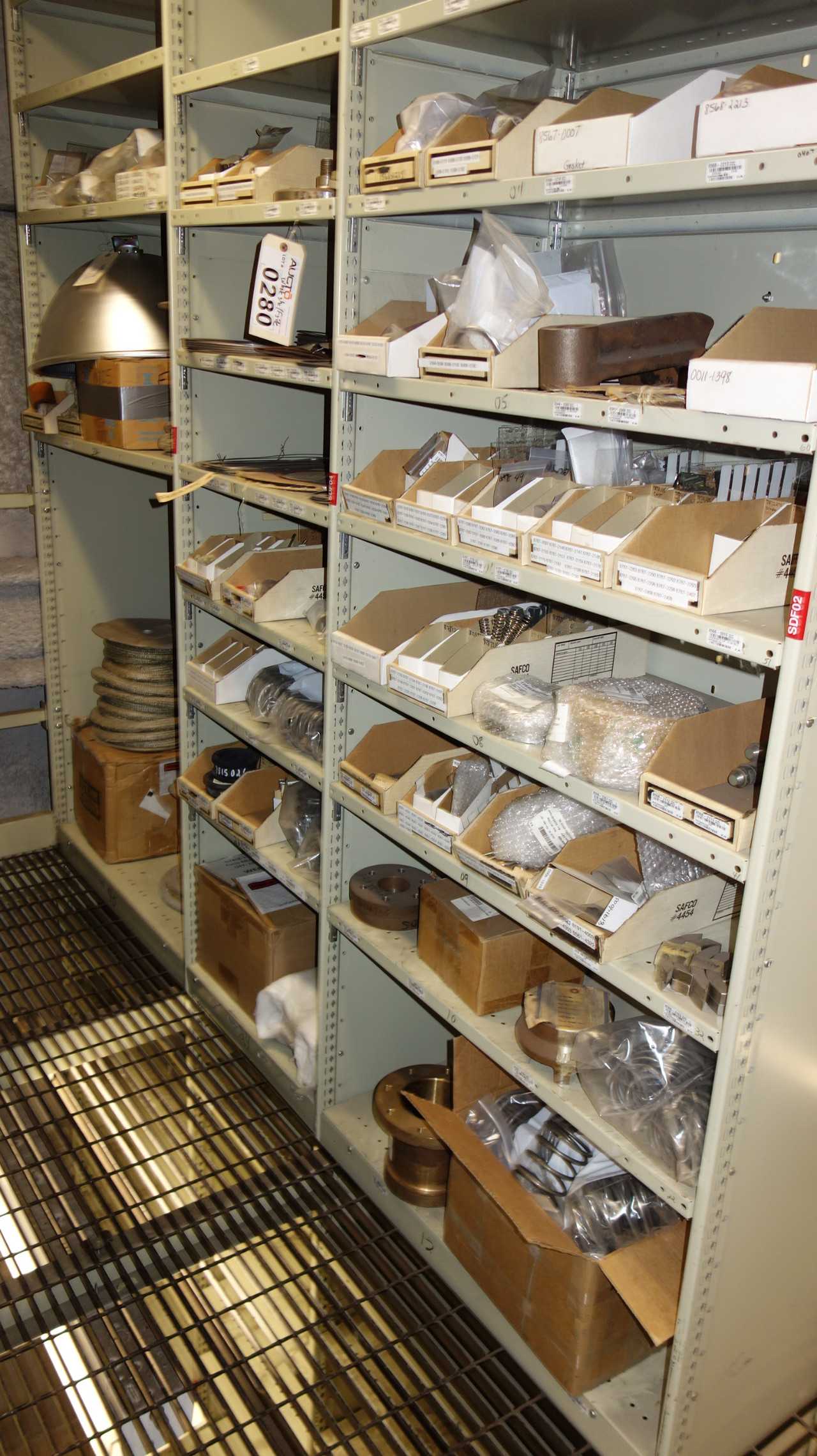 CONTENTS OF 4 SHELF COLUMNS, ASSORTED MRO - SHELVING