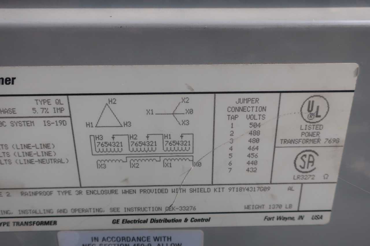GE 9T23B3878 TRANSFORMER 300KVA 3PH 480V - CONTROL TRANSFORMERS