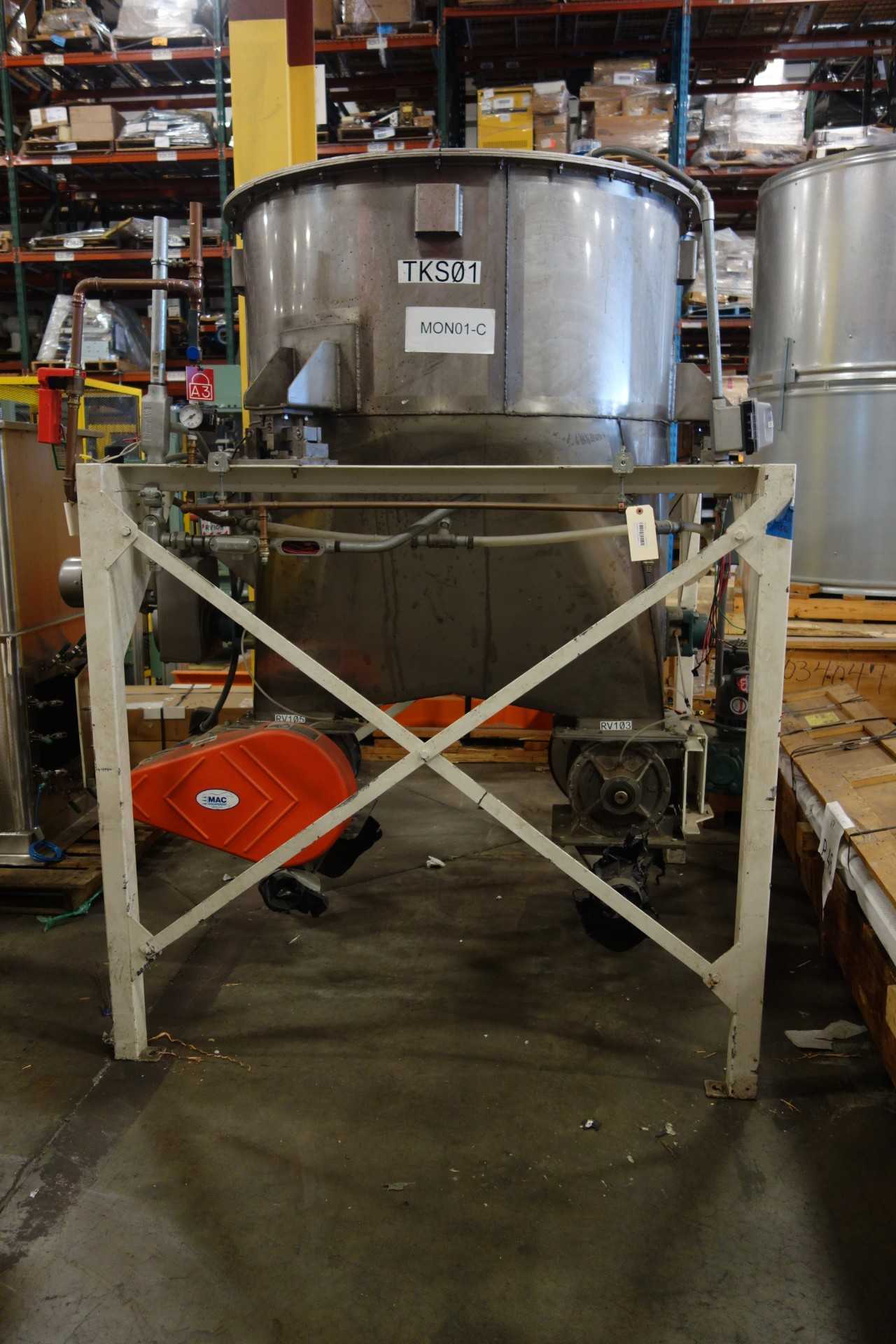 STAINLESS STEEL DUAL FEED HOPPER WITH MAC MD40 MULTI DUTY ROTARY AIRLOCK - FOOD & BEVERAGE