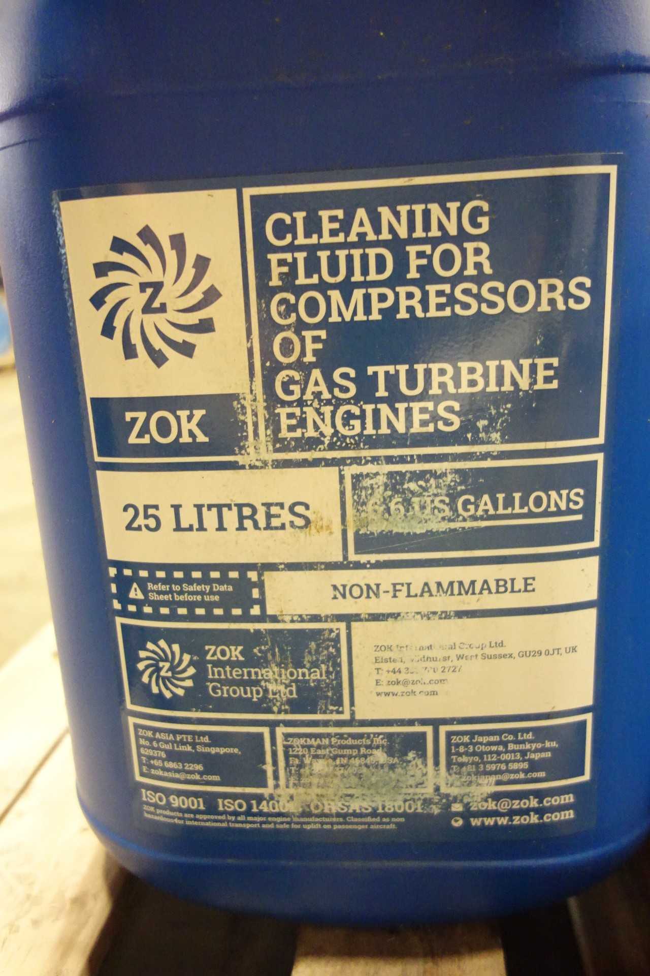 1 PALLET OF ZOK CLEANINGFLUID FOR COMPRESSORS OF GAS TURBINE ENGINES 25 LITER (6.6 GALLONS) - PROCESS EQUIPMENT