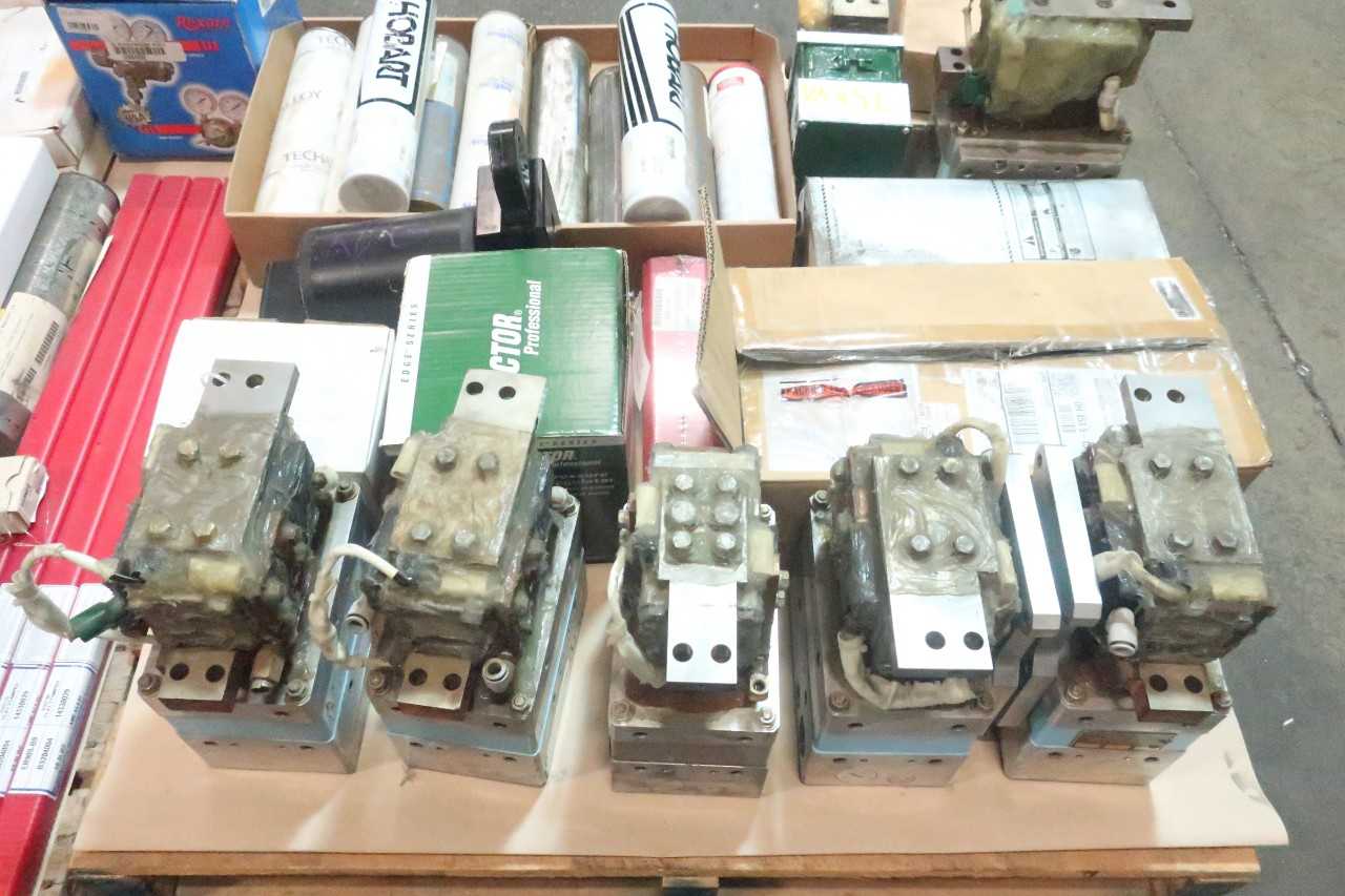 2 PALLETS OF ASSORTED WELDING EQUIPMENT- WIRE, GAS REGULATORS, ELECTRODES, WELDING TRANFORMERS- PROSTAR, VICTOR, SANDVIK, HOBART - WELDING EQUIPMENT