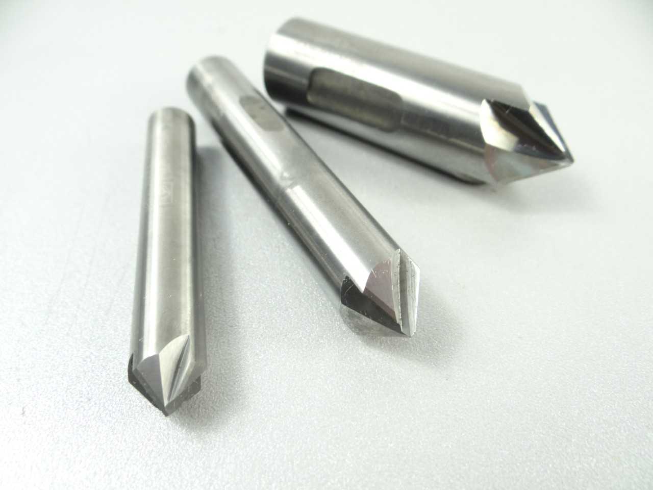Lot of 3 Solid Carbide Chamfer Mills - MACHINING ACCESSORIES & TOOLING