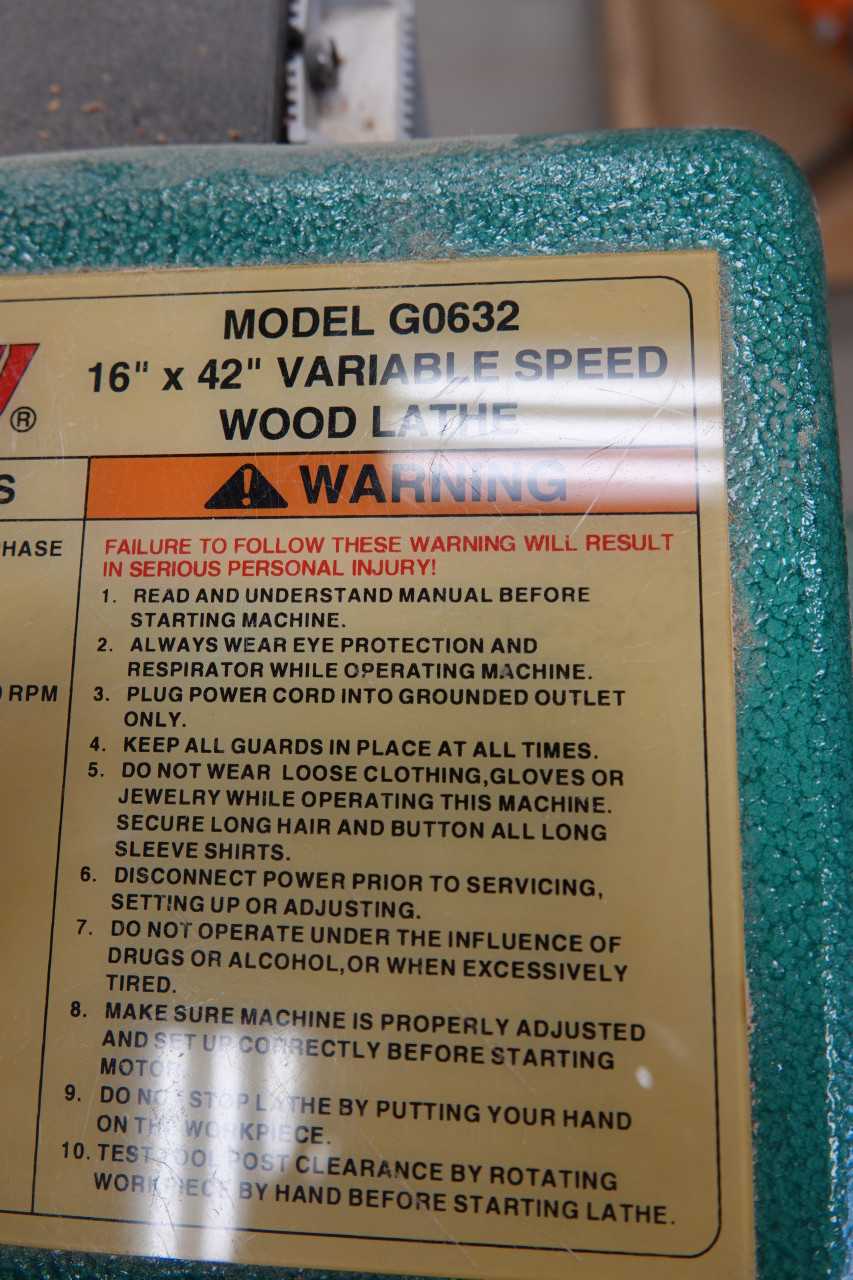 Grizzly G0632 16" x 42"  Variable Speed Wood Lathe - LATHES