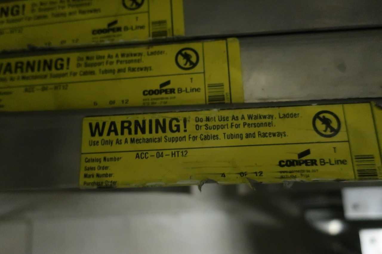 LOT OF ASSORTED ALUMINUM CABLE TRAYS, HORIZONTAL BEND, COOPER B-LINE, THOMAS & BETTS - ELECTRICAL COMPONENTS