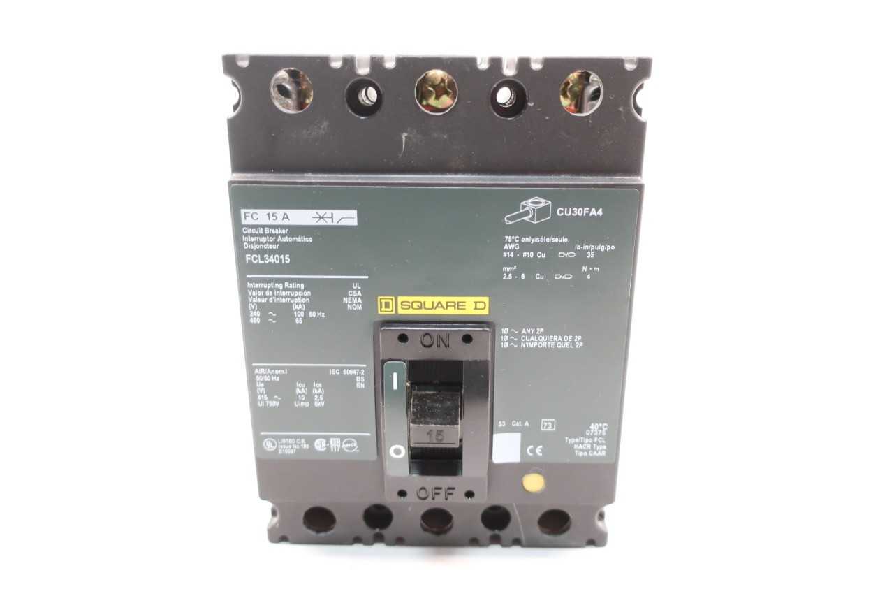 SQUARE D FCL34015 3P 15A AMP 480VAC MOLDED CASE CIRCUIT BREAKER - CIRCUIT BREAKERS