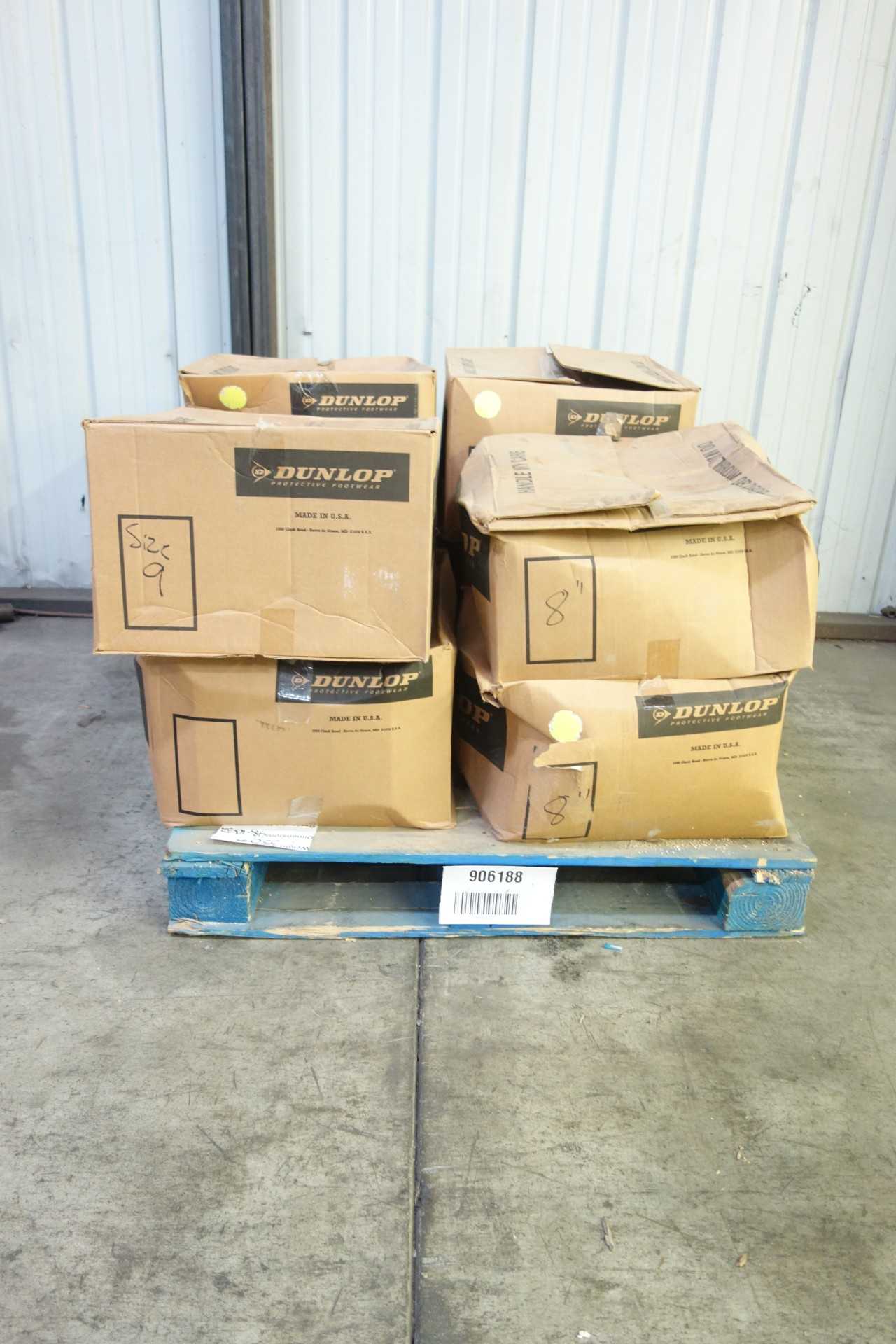 LOT OF 8 BOXES OF DUNLOP STEEL TOE RUBBER BOOTS - LIGHTING