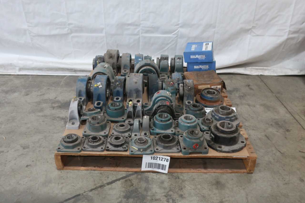 PALLET OF ASSORTED PILLOW BLOCK AND MOUNTED BEARINGS - BEARINGS