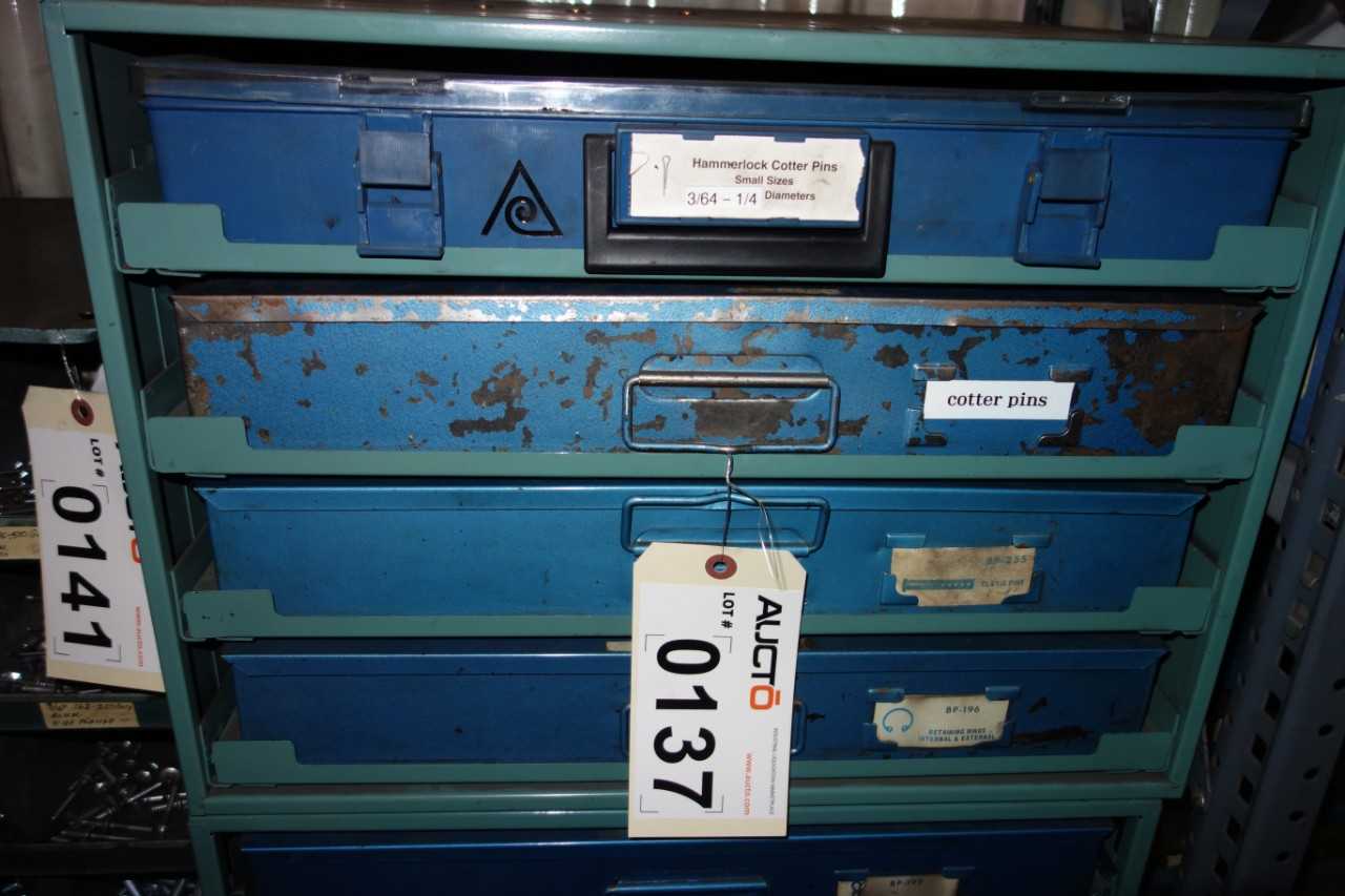 CONTENTS WITH CURTIS TOOLBOX, ASSORTED PINS - ELECTRIC POWER TOOLS