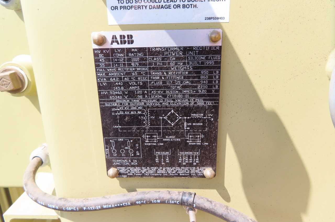 ABB 64.2KVA TRANSFORMER-RECTIFIER POWER UNIT - CONTROL TRANSFORMERS