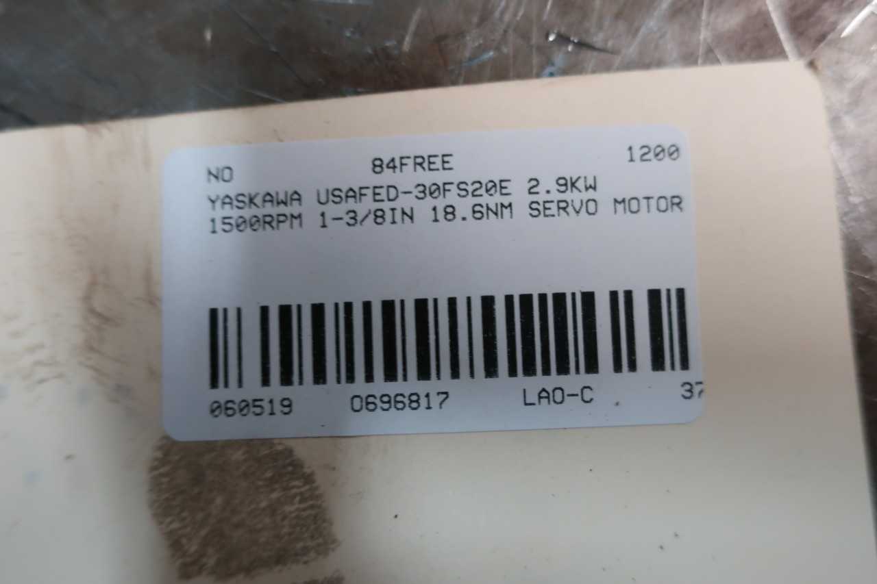 YASKAWA USAFED-30FS20E SERVO MOTOR 2.9KW 1500RPM 18.6NM - SERVO