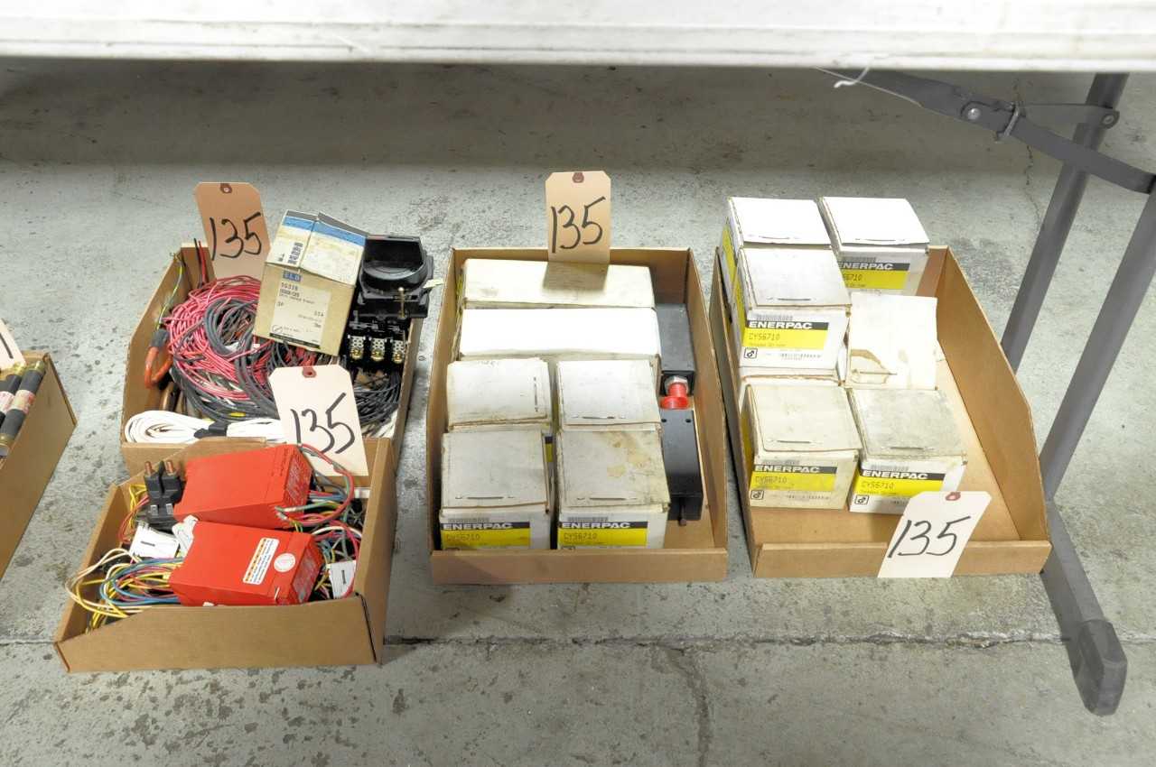 Lot Enerpac Threaded Cylinder Bodies and Various Wires in 4 Boxes - ELECTRIC POWER TOOLS