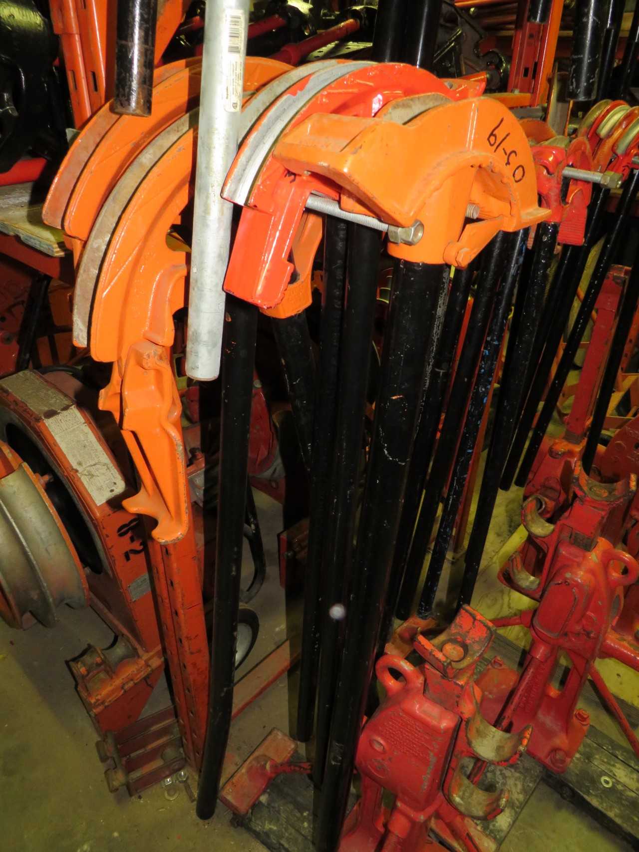LOT OF 5 ASSORTED 90 DEGREE PIPE BENDERSN- GREENLEE, BENFIELD - HAND TOOLS