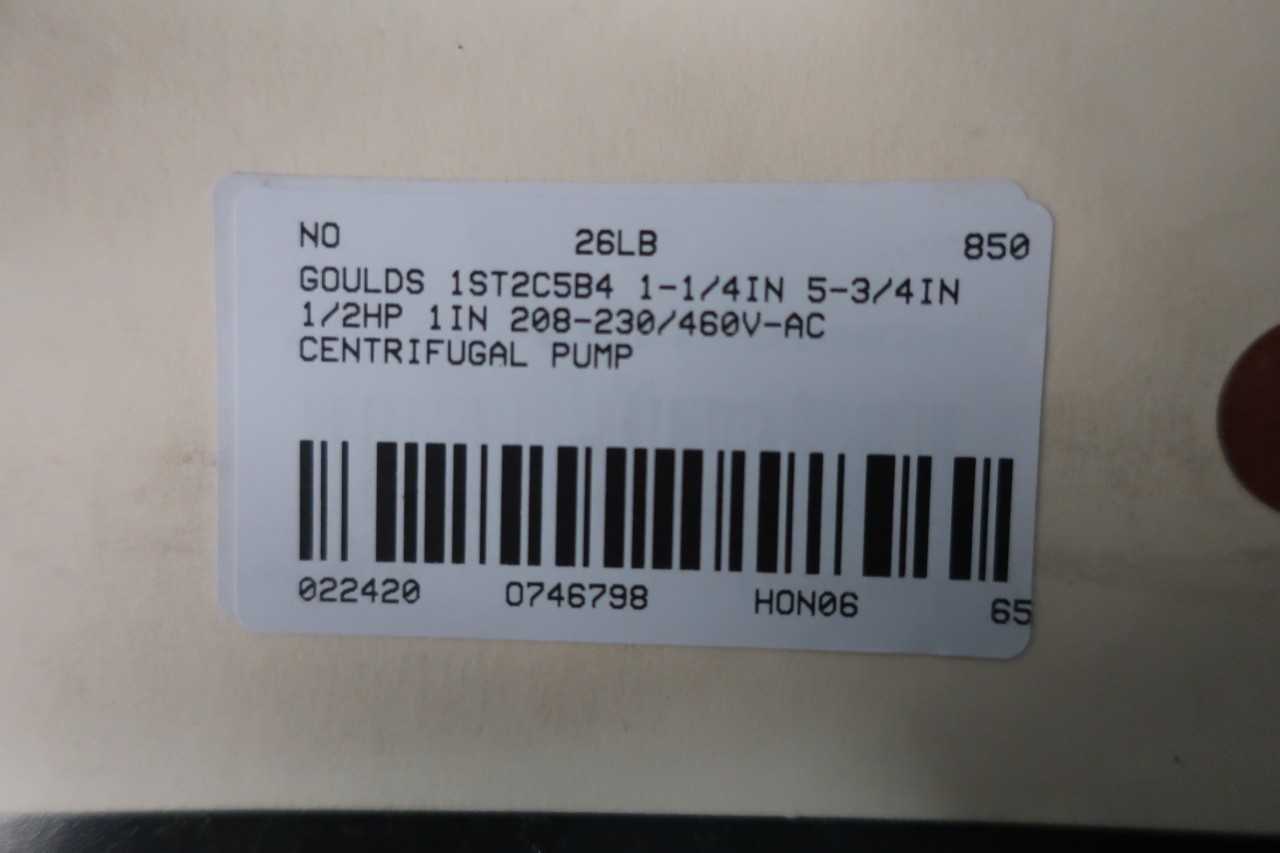 GOULDS 1ST2C5B4 1IN 5-3/4IN 1/2HP 1-1/4IN 208-230/460V-AC CENTRIFUGAL PUMP - CENTRIFUGAL PUMP