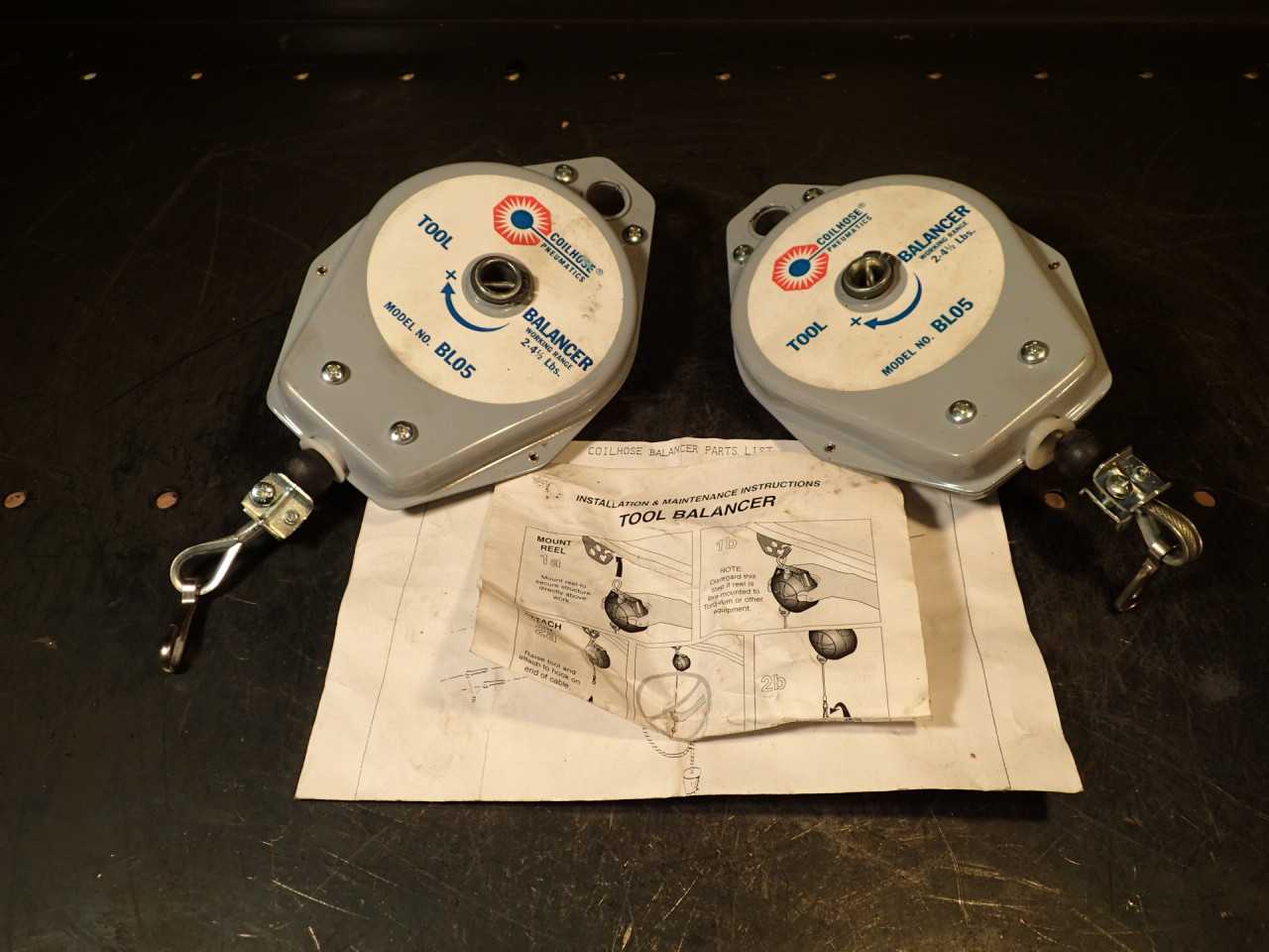 2 Pieces of Coilhouse BL05 Tool Balancers: 2 to 4-1/2 lbs, NOS - New Old Stock - MACHINING ACCESSORIES & TOOLING