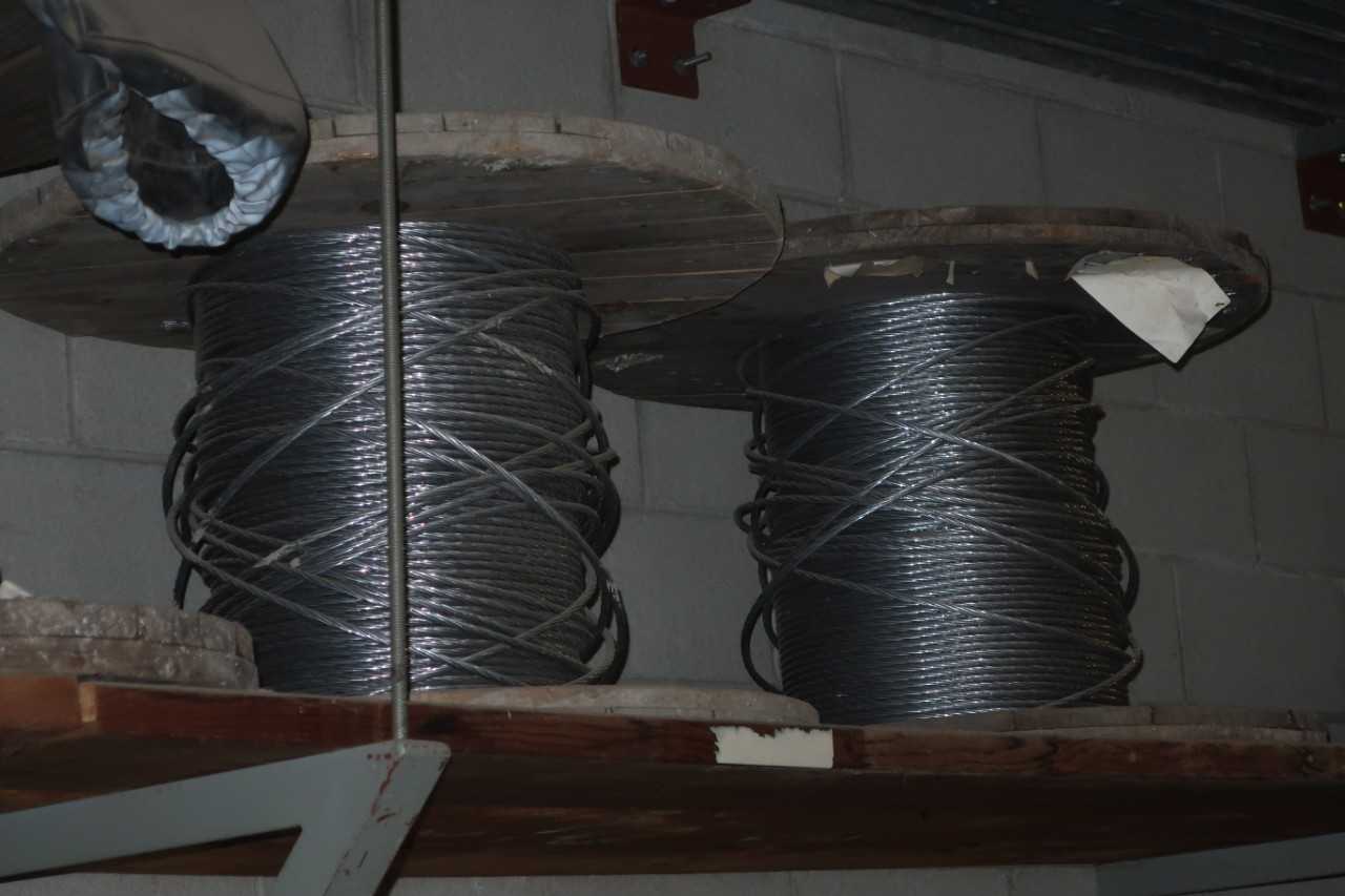 LOT OF 6 SPOOLS OF ASSORTED ACSR CABLE WIRE - MATERIAL HANDLING
